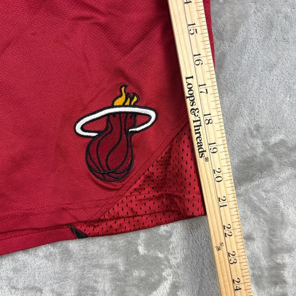 Miami Heat Shorts Adidas Mens XL NBA Basketball Red Striped Mesh EUC